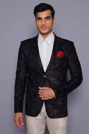 Emroidered Velvet Black Blazer