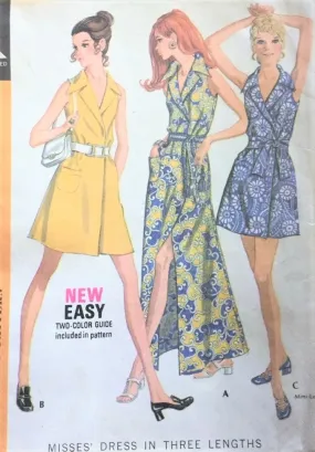 1970s CHIC Mod WRAP Dress Pattern McCALLS 2382 Mini, Regular and MAXI Dress Perfect CruiseWear Bust 32 Vintage Sewing Pattern UNCUT