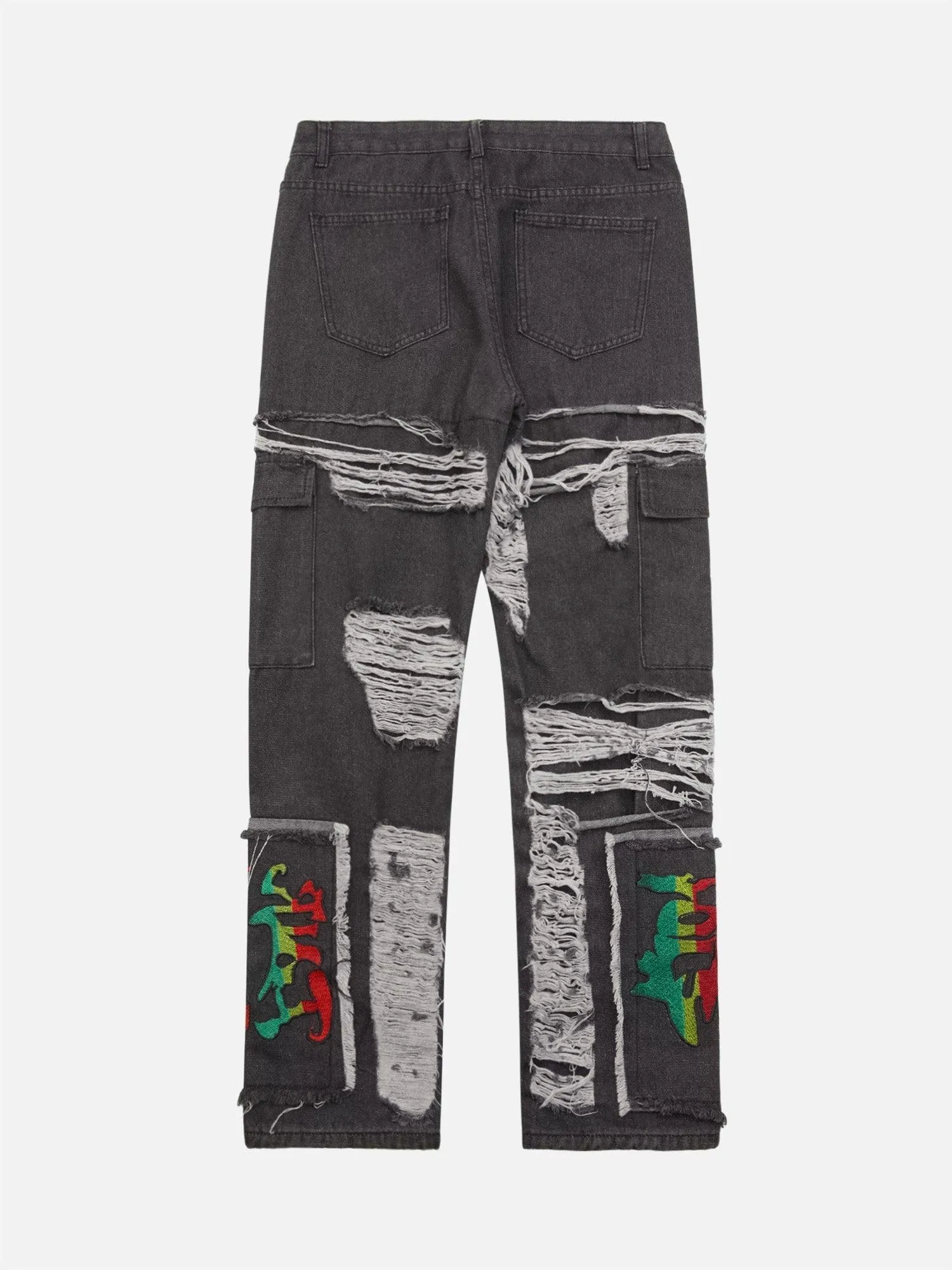 1984 Destruction Brushed Hip Hop Embroidered Jeans