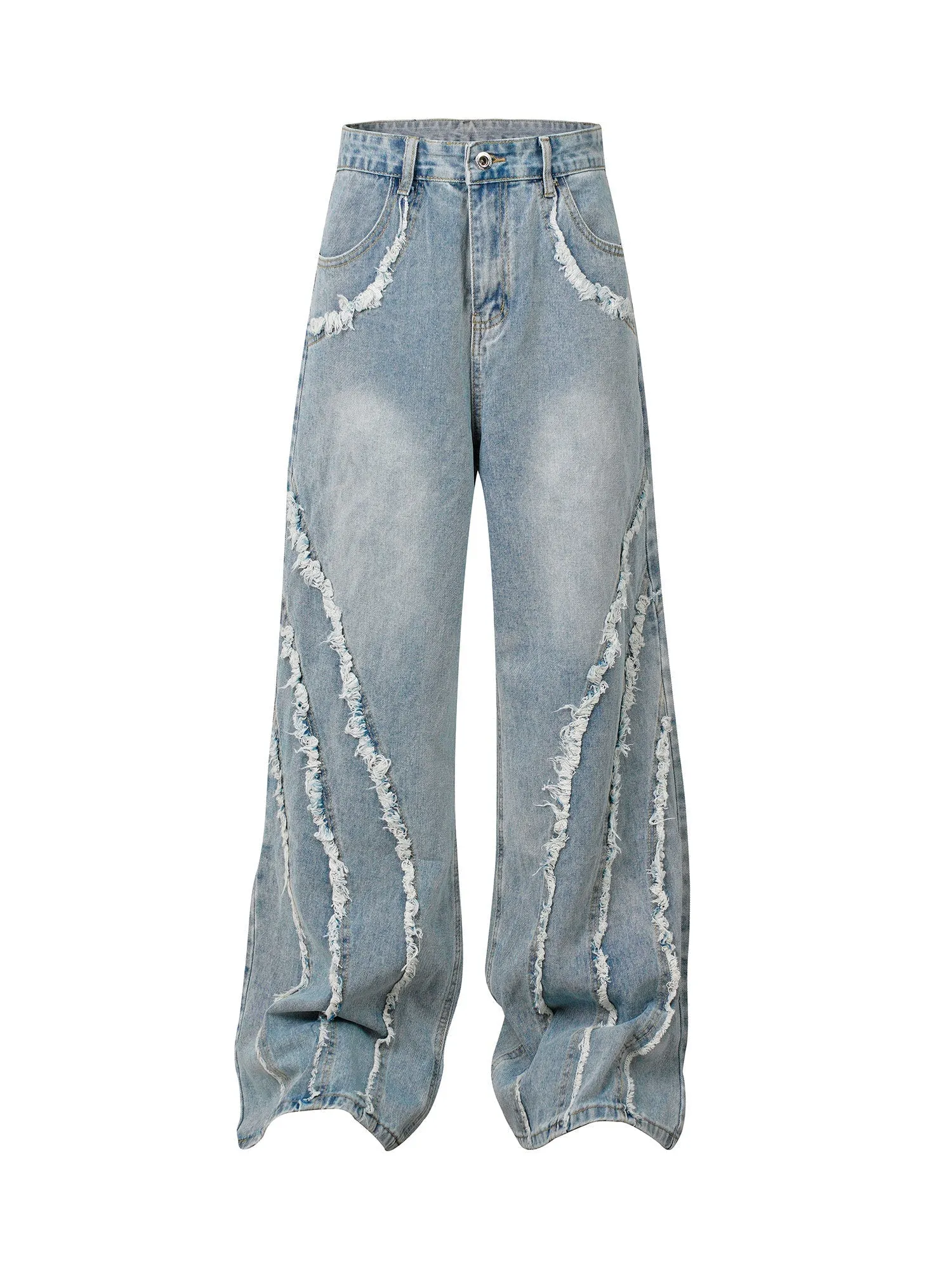 1984 High Street Hip-hop Washed Fur Jeans