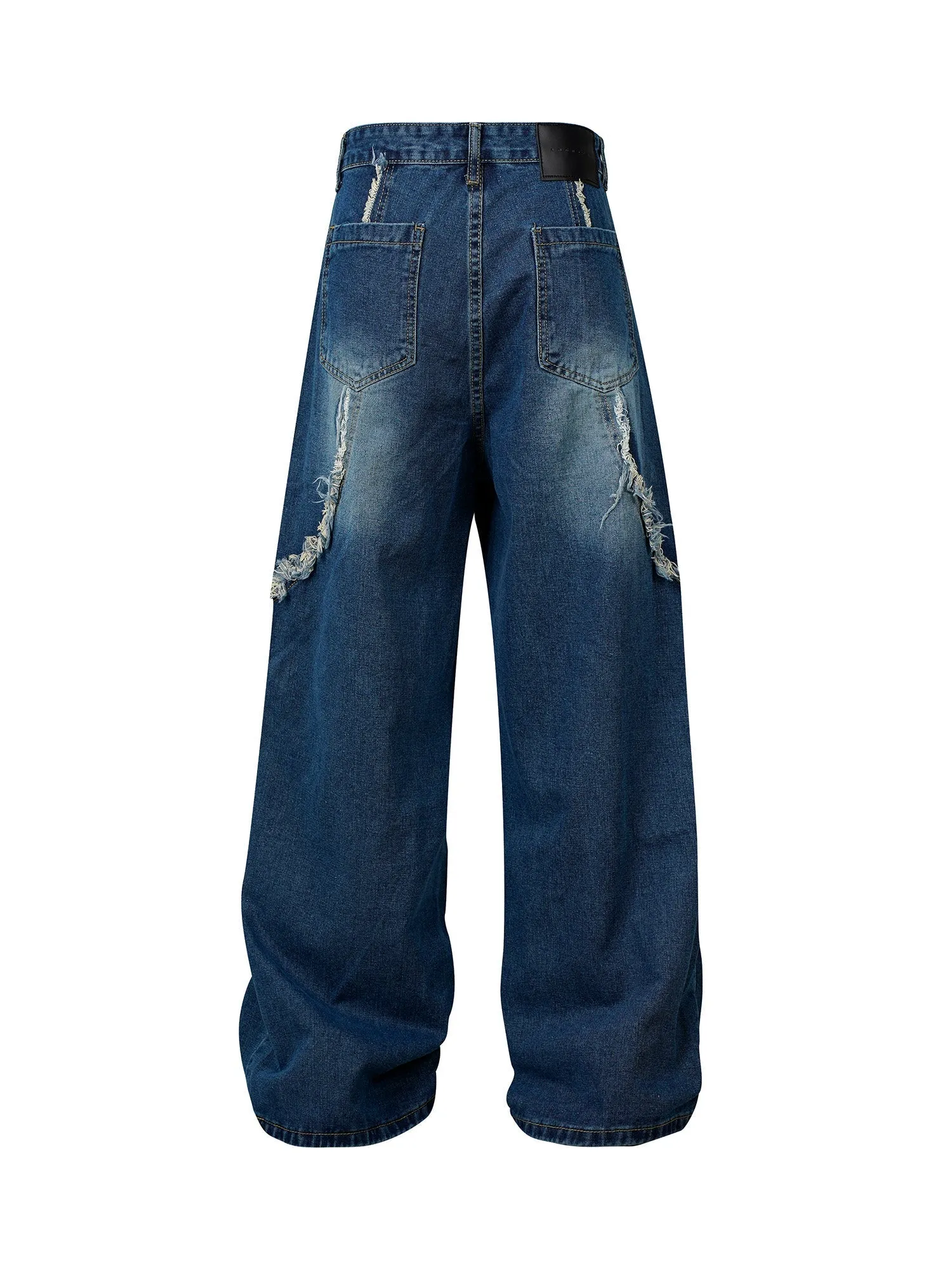 1984 High Street Hip-hop Washed Fur Jeans