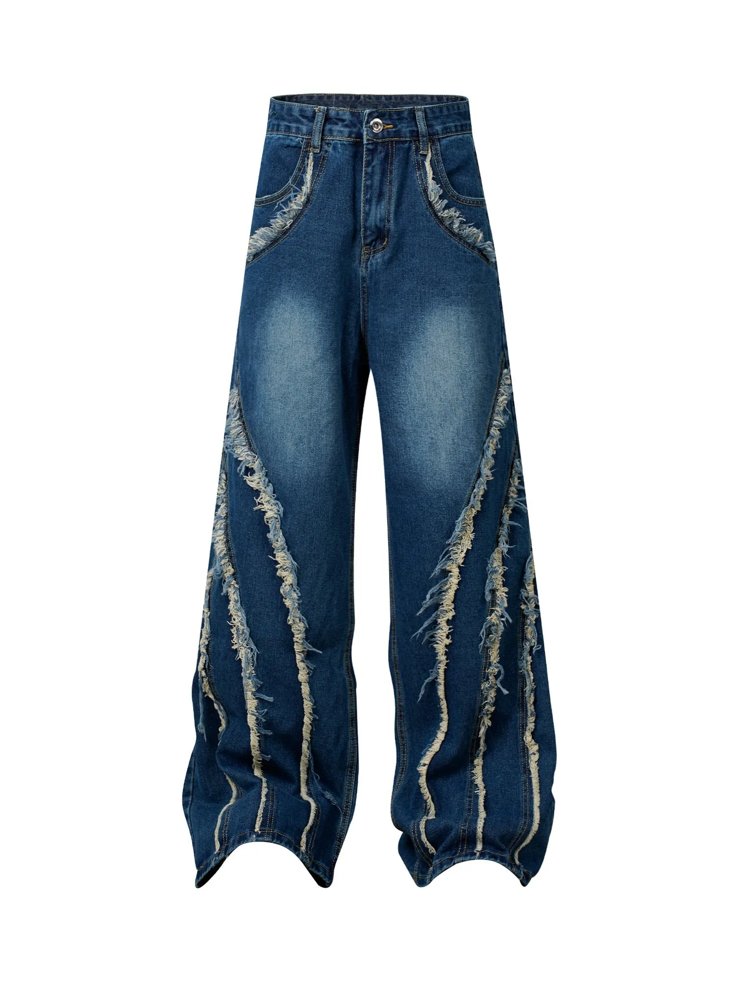 1984 High Street Hip-hop Washed Fur Jeans