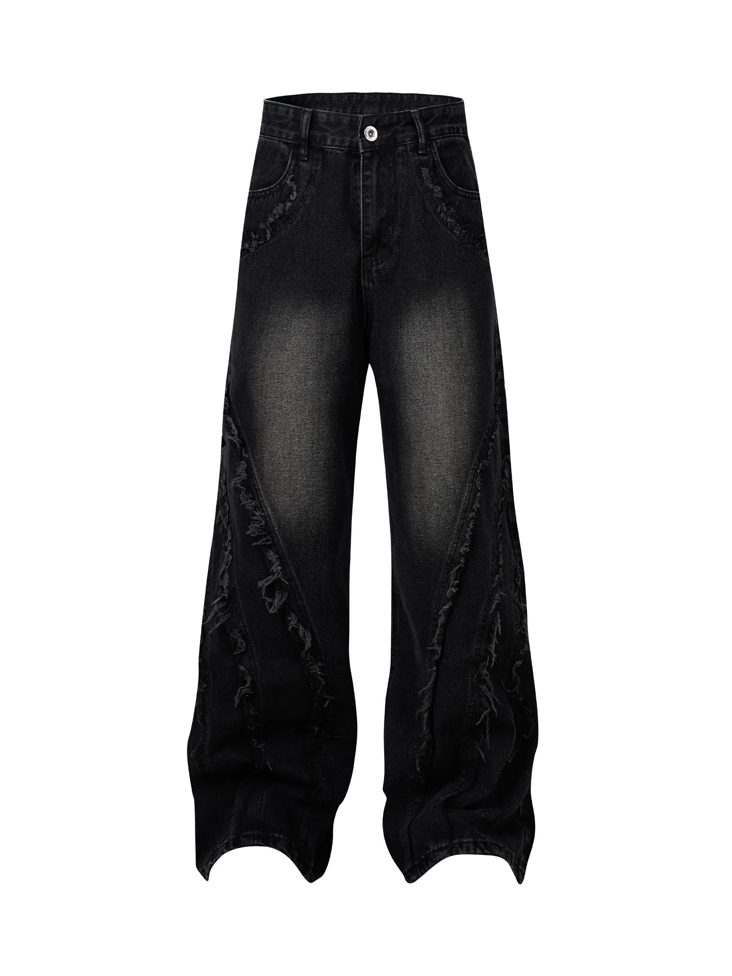 1984 High Street Hip-hop Washed Fur Jeans