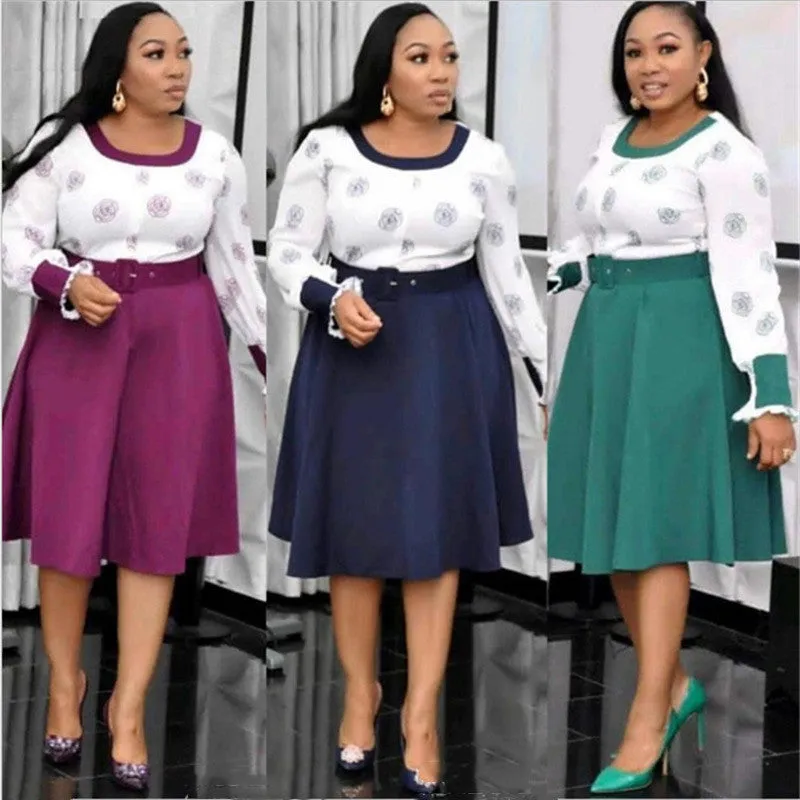 African Fashion Plus Size Long-sleeved Women Dress