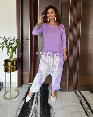 Airy Styles Purple Top With Tulip Pants