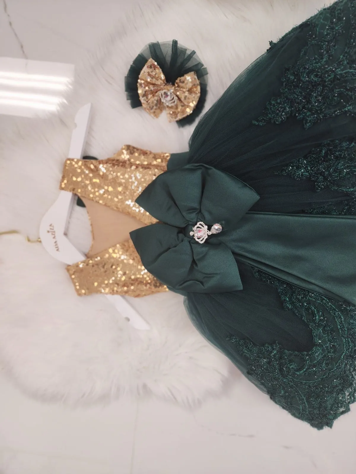 Alana  Dress Emerald Gold