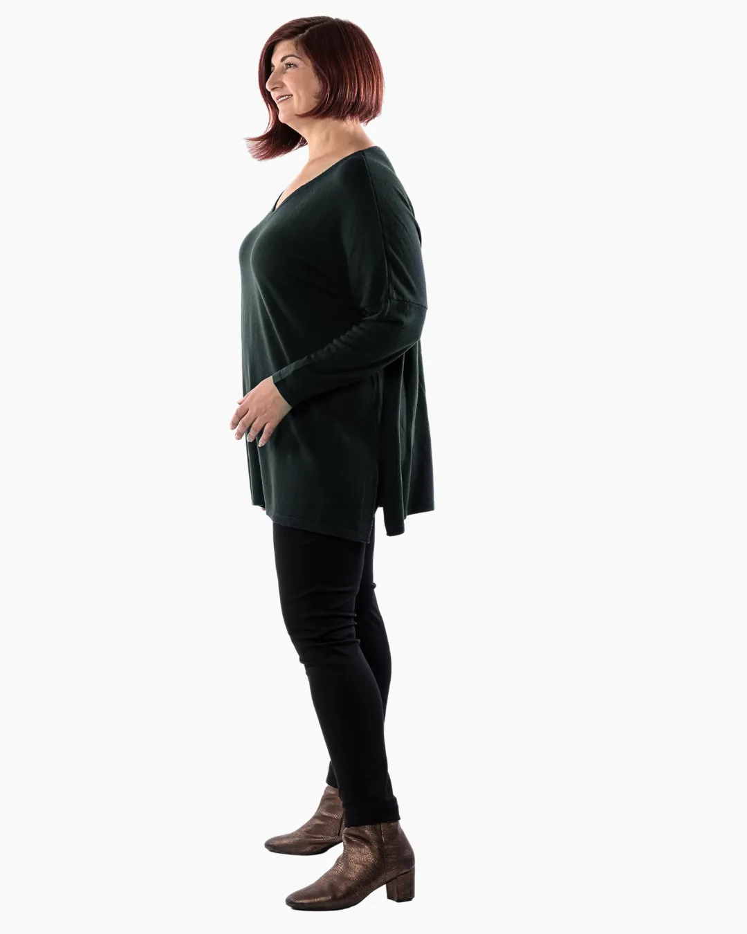 All I Really Want Oversized V-neck Merino Wool Knit - Hunter Green