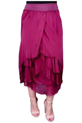 Anna Silk Cha Cha Skirt - Burgundy