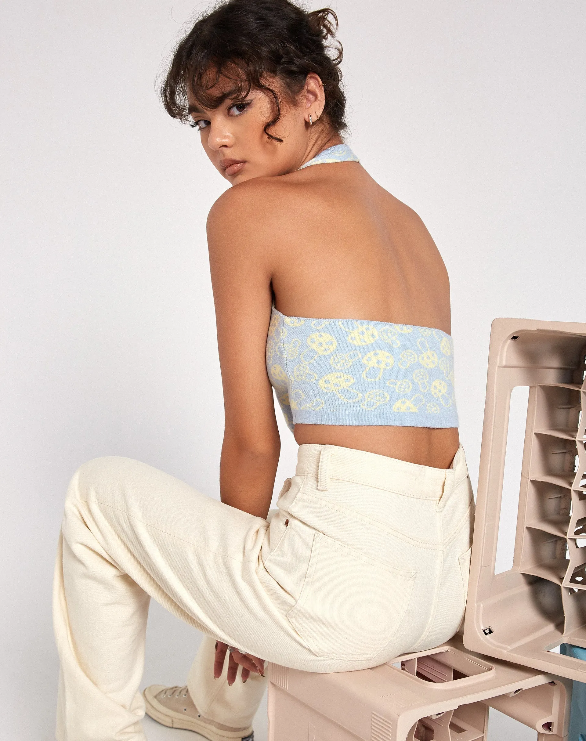 Anura Crop Top in Baby Shroom Blue Yellow