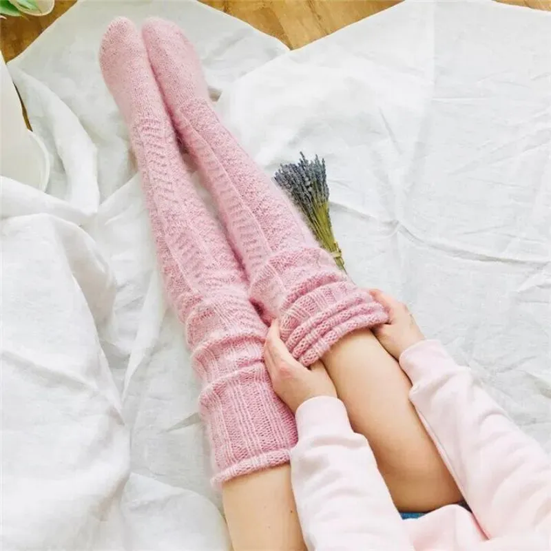 Ashore Shop Warm Over Knee Extra Long Knitted Socks Fashionable and warm long socks for women Sexy Over Knee Long Boot Warm Stockings