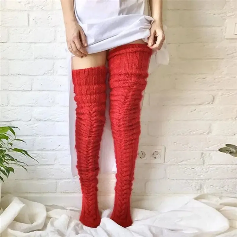 Ashore Shop Warm Over Knee Extra Long Knitted Socks Fashionable and warm long socks for women Sexy Over Knee Long Boot Warm Stockings