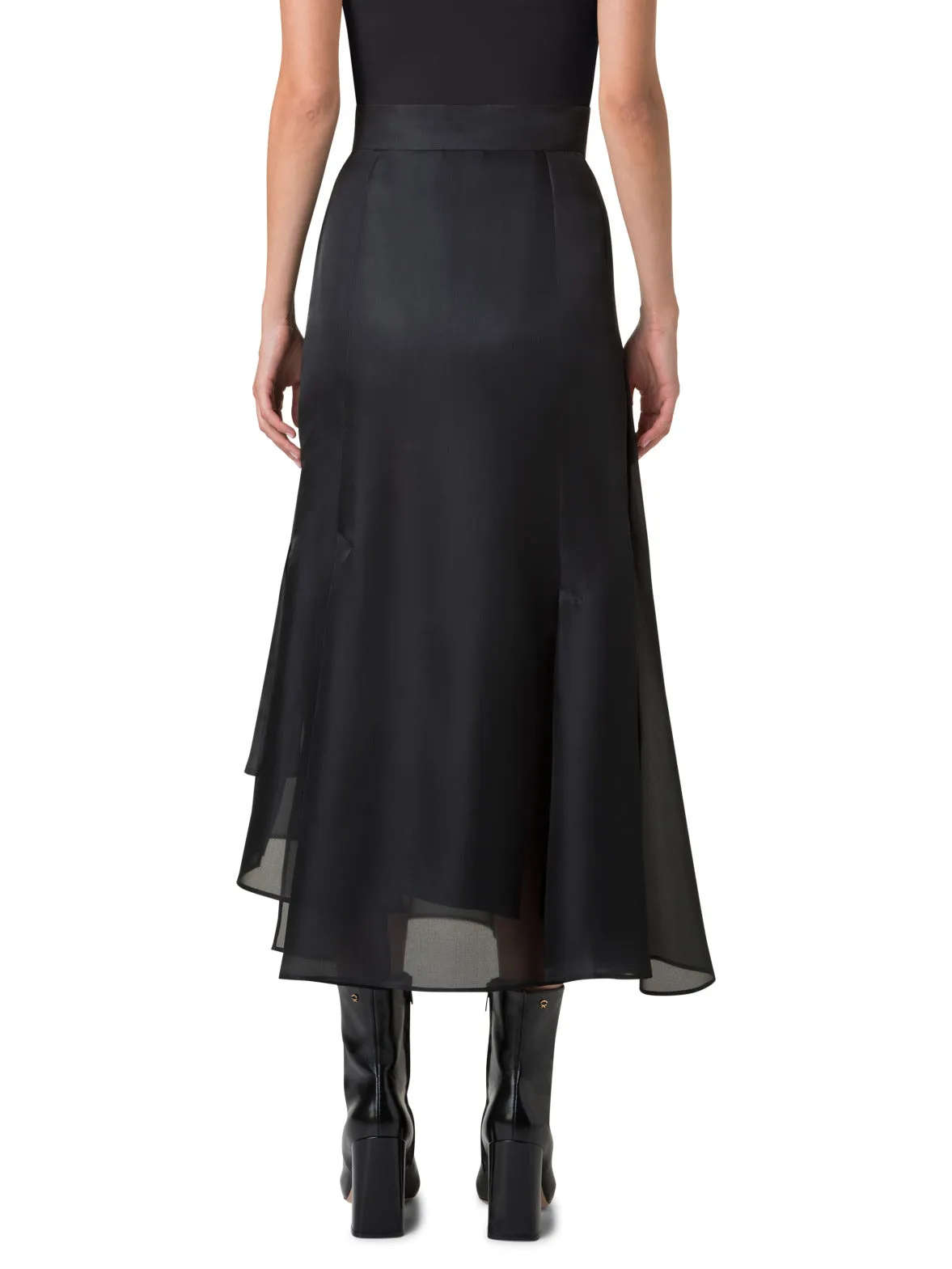 Asymetrical Midi Skirt in Silk Organza