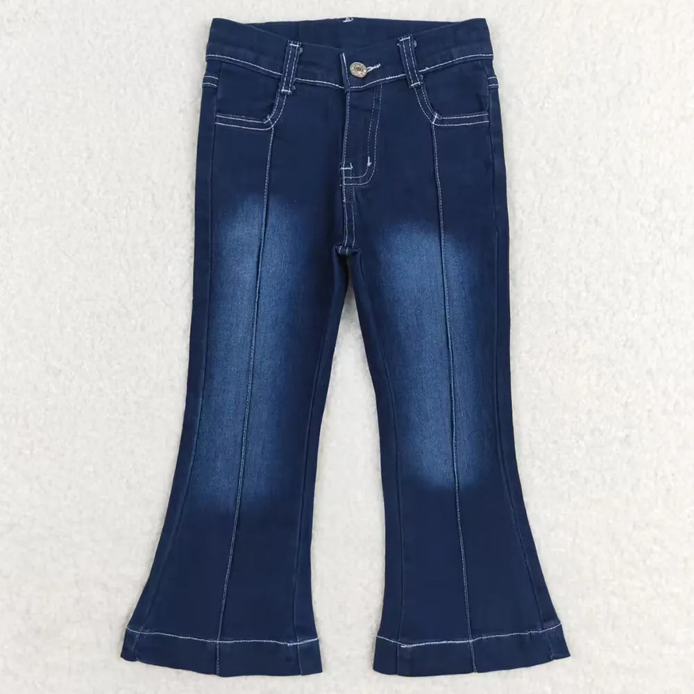 Baby Girls Jeans Western Navy Line Bell Flare Denim Pants preorder P0508