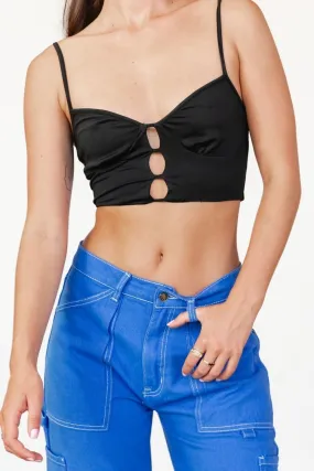 Black Cut Out Spaghetti Crop Top