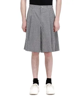 Black Wool Gingham Shorts