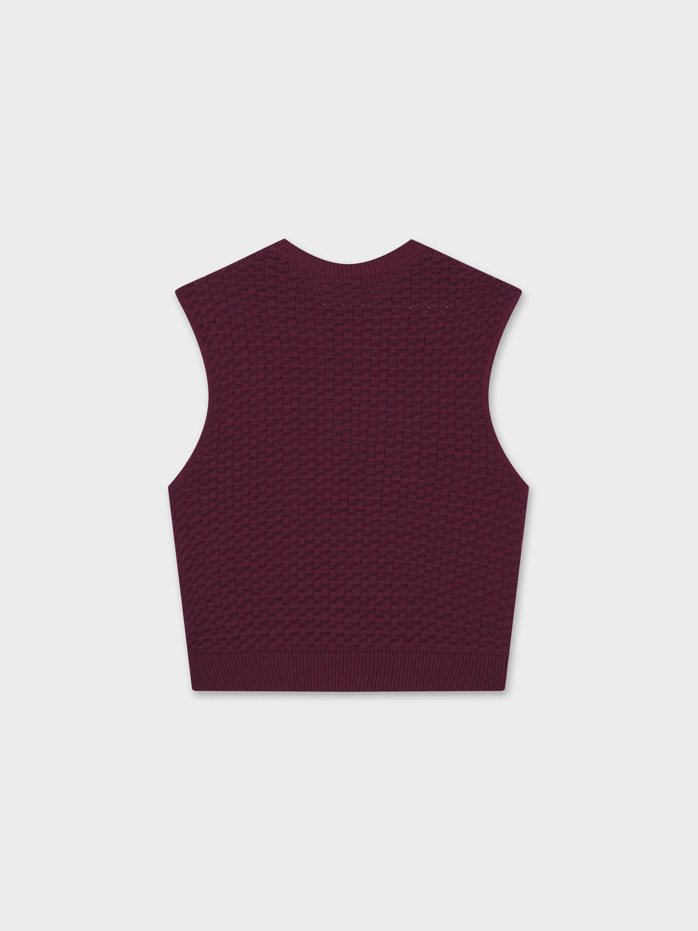 Box Weave Vest-Burgundy