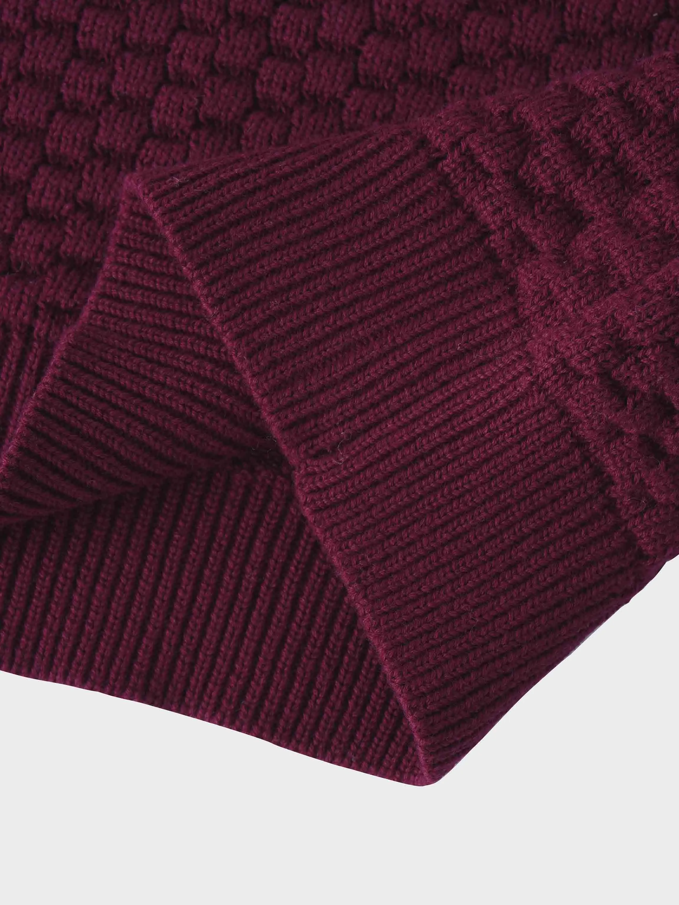 Box Weave Vest-Burgundy