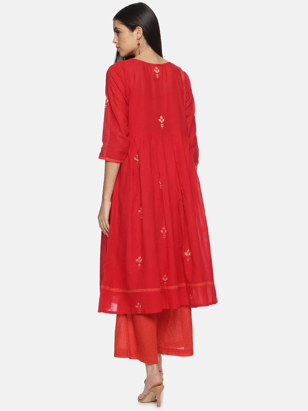 Bright Red Jari Jamdani dress