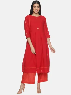 Bright Red Jari Jamdani dress