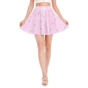 Bubblegum Bunny Shooting Stars Women's Ruffled Mini Skirt