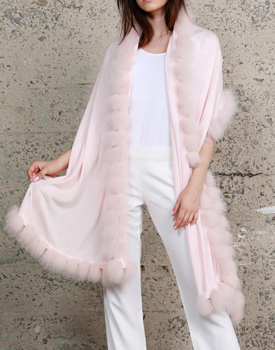 Cashmere Cape with Fox Fur Trim