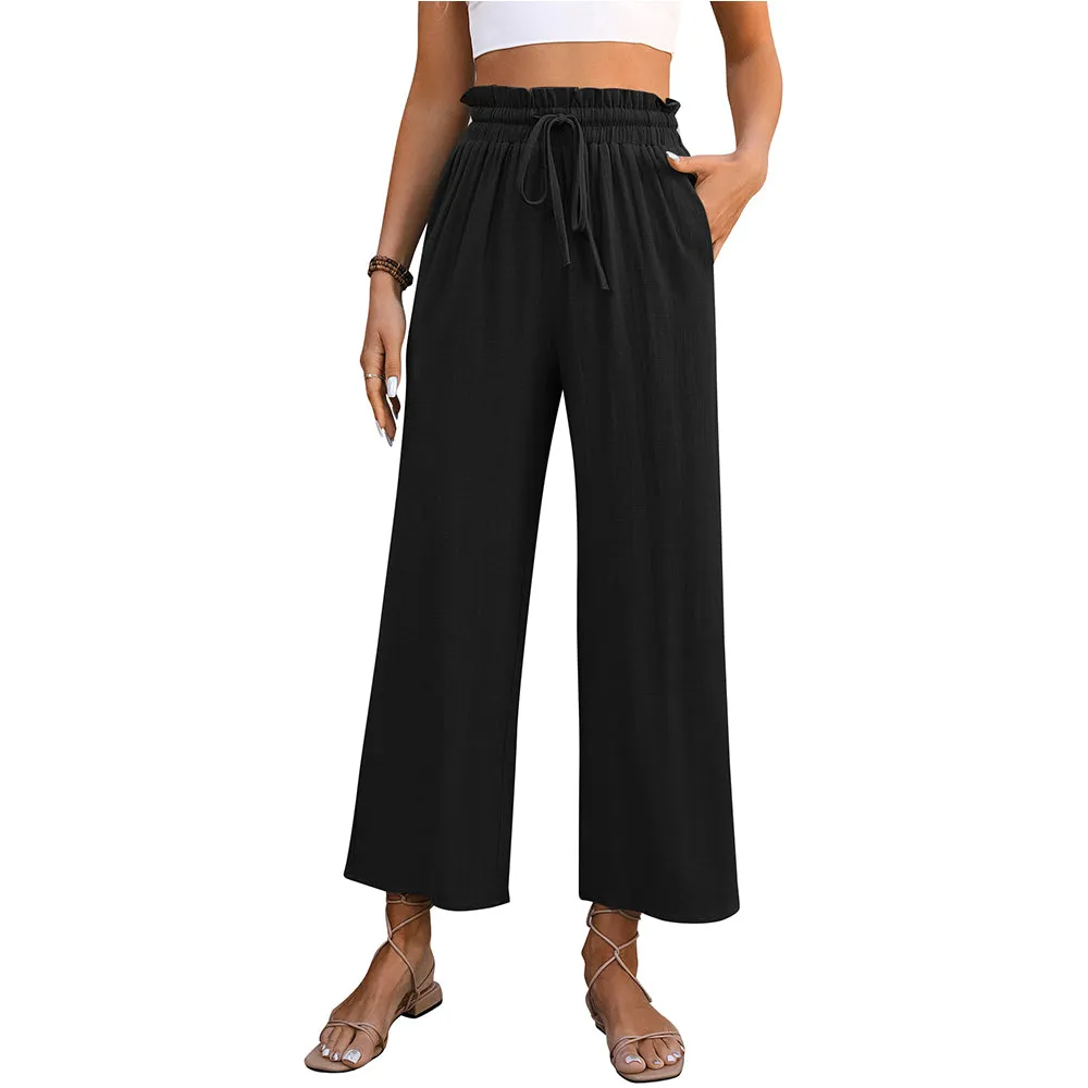 Casual High Waisted Loose Trousers