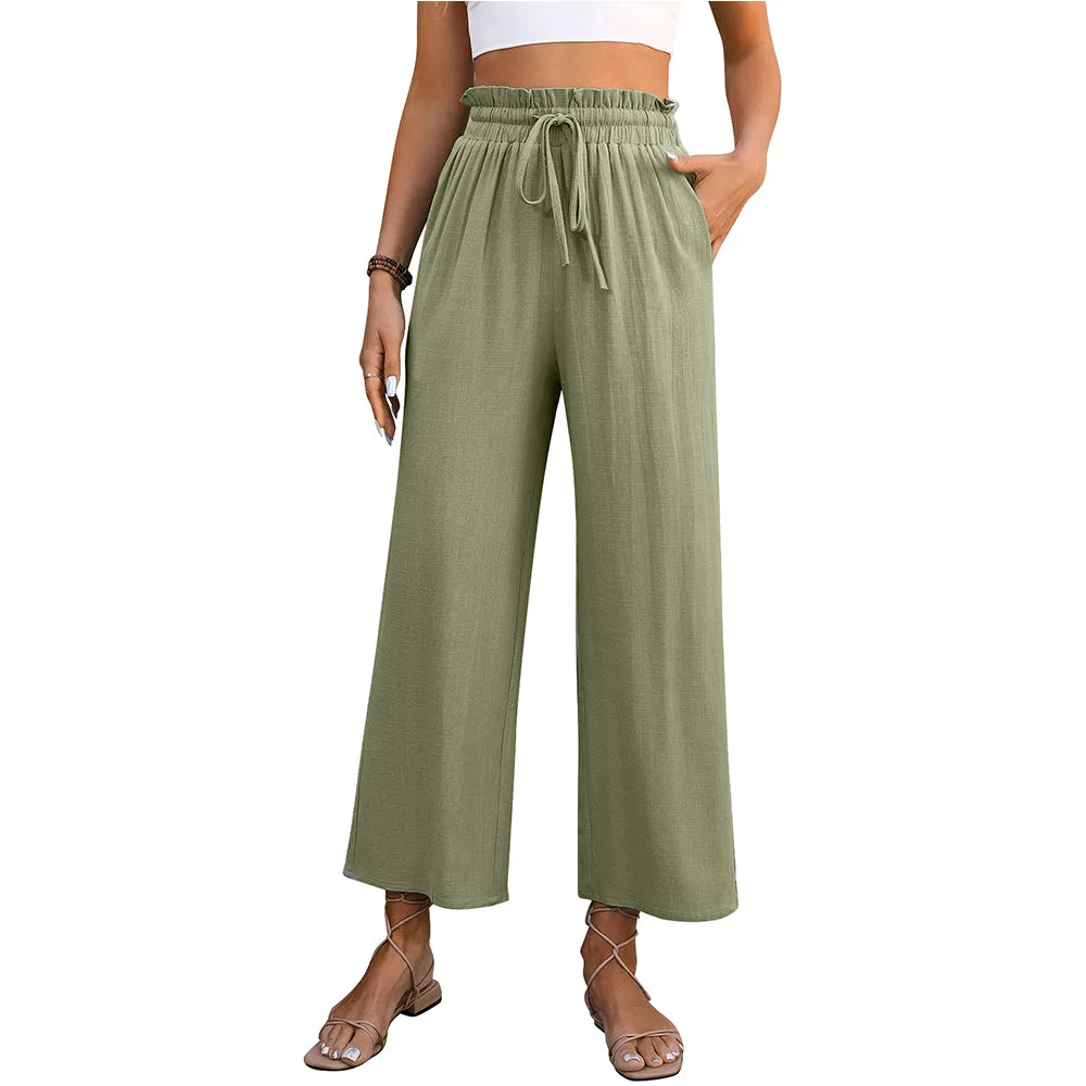 Casual High Waisted Loose Trousers