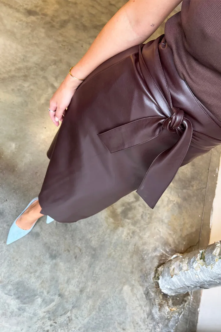 Chocolate Vegan Leather Jaspre Skirt