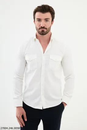 Classic Men's White Corduroy Shirt.