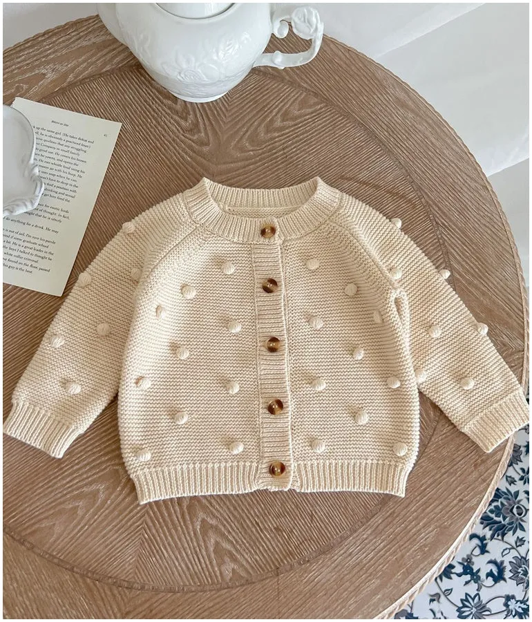 Cotton Baby Bobble Cardigan - Apricot