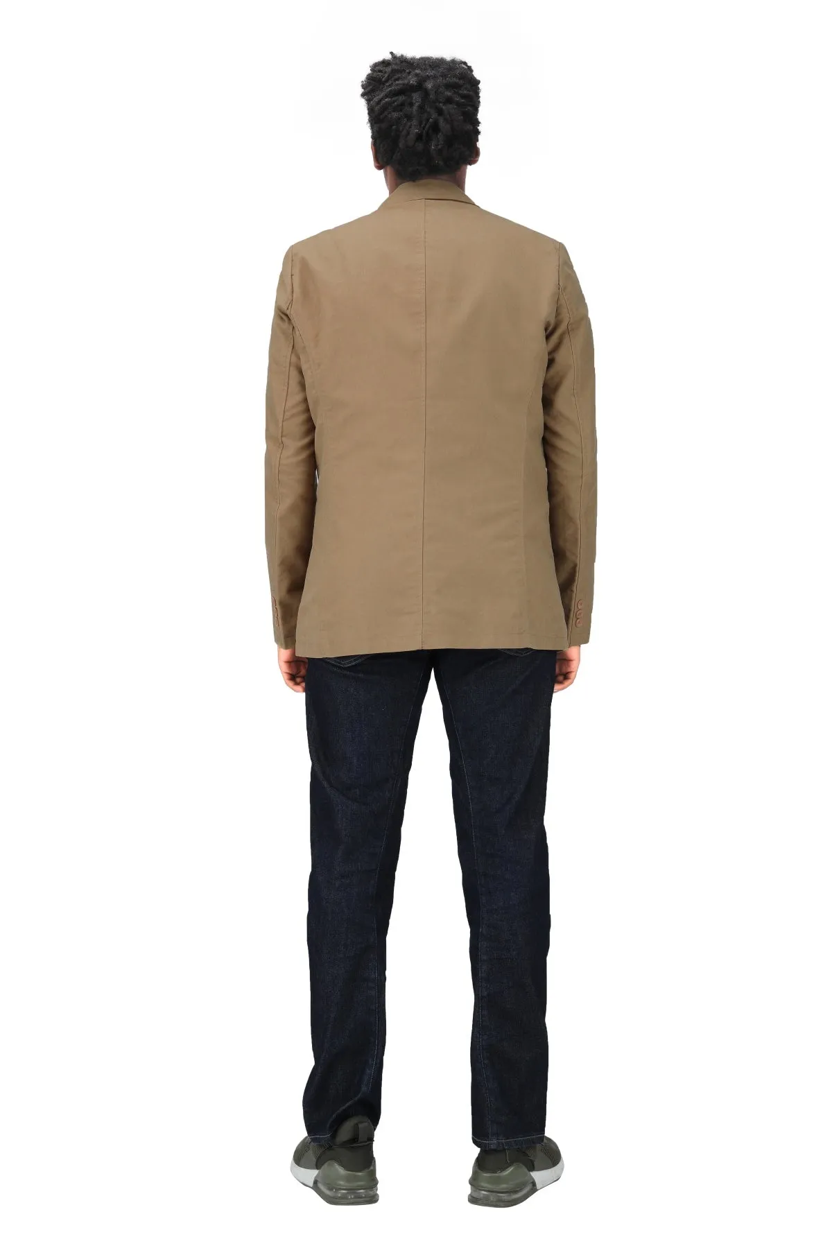 Cotton Khaki Jacket Two-Button Casual Blazer