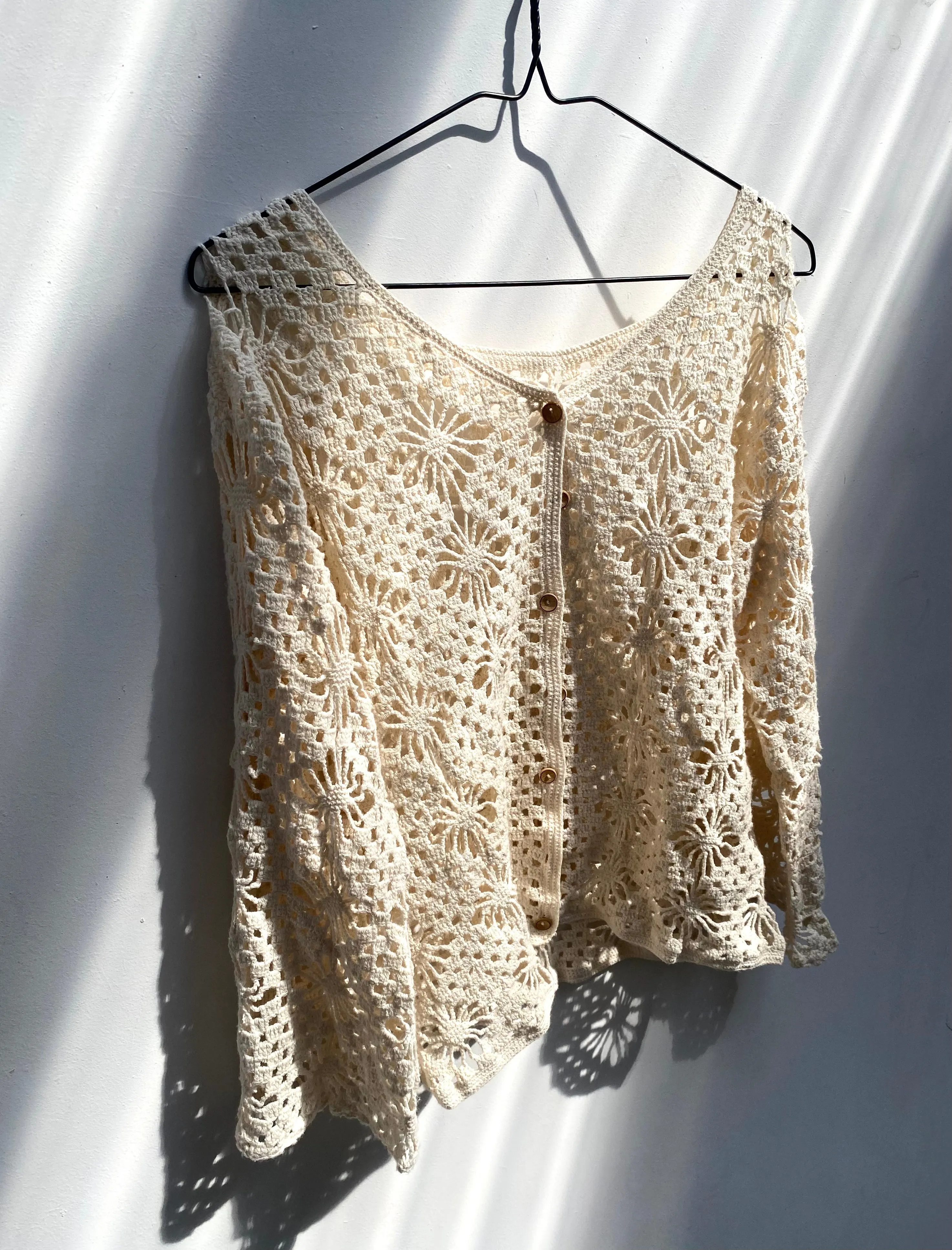 Cream Crochet Secondhand Cardigan