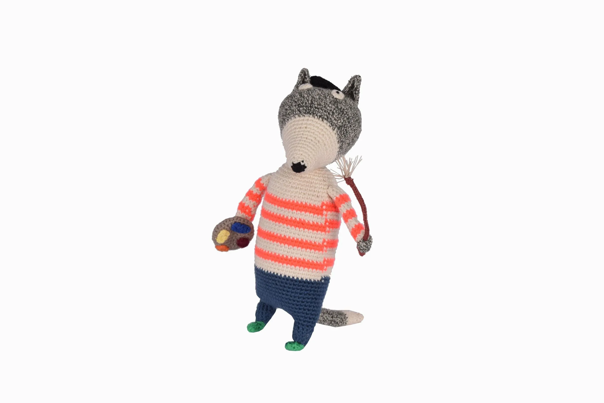 Crocheted fox with attitude, orange stripe