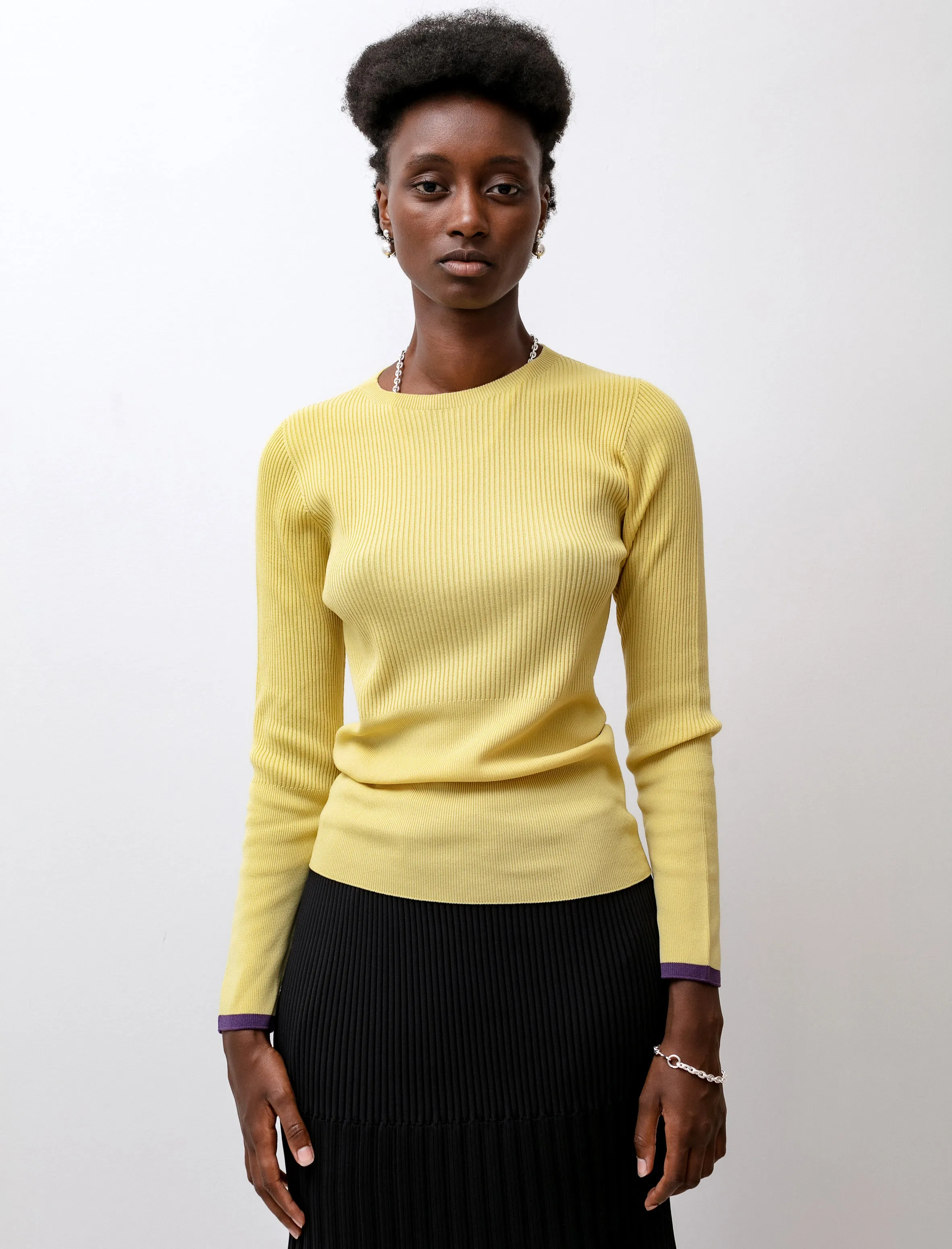 Cupro Rib Top Yellow/Purple