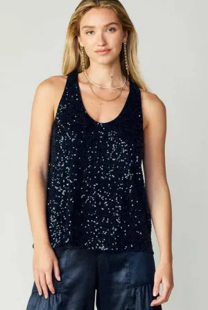 Current Air Sleeveless Sequin Top - SAPPHIRE