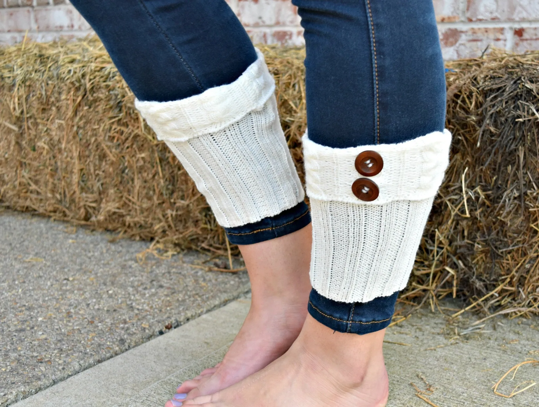 Cute As A Button Boot Cuffs: Ivory