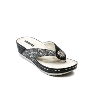 Dafni Black Wedge Sandals