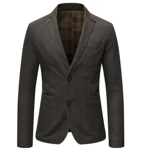 Dark Grey Two-Button Solid Color Jacket