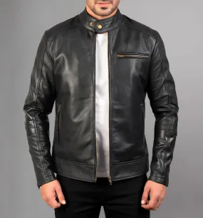 Dean Black Leather Biker Jacket