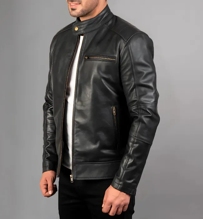 Dean Black Leather Biker Jacket