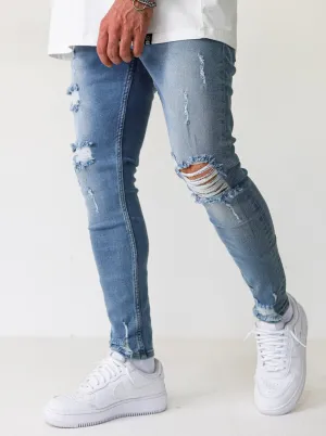 Distressed Ripped Light Blue Jeans