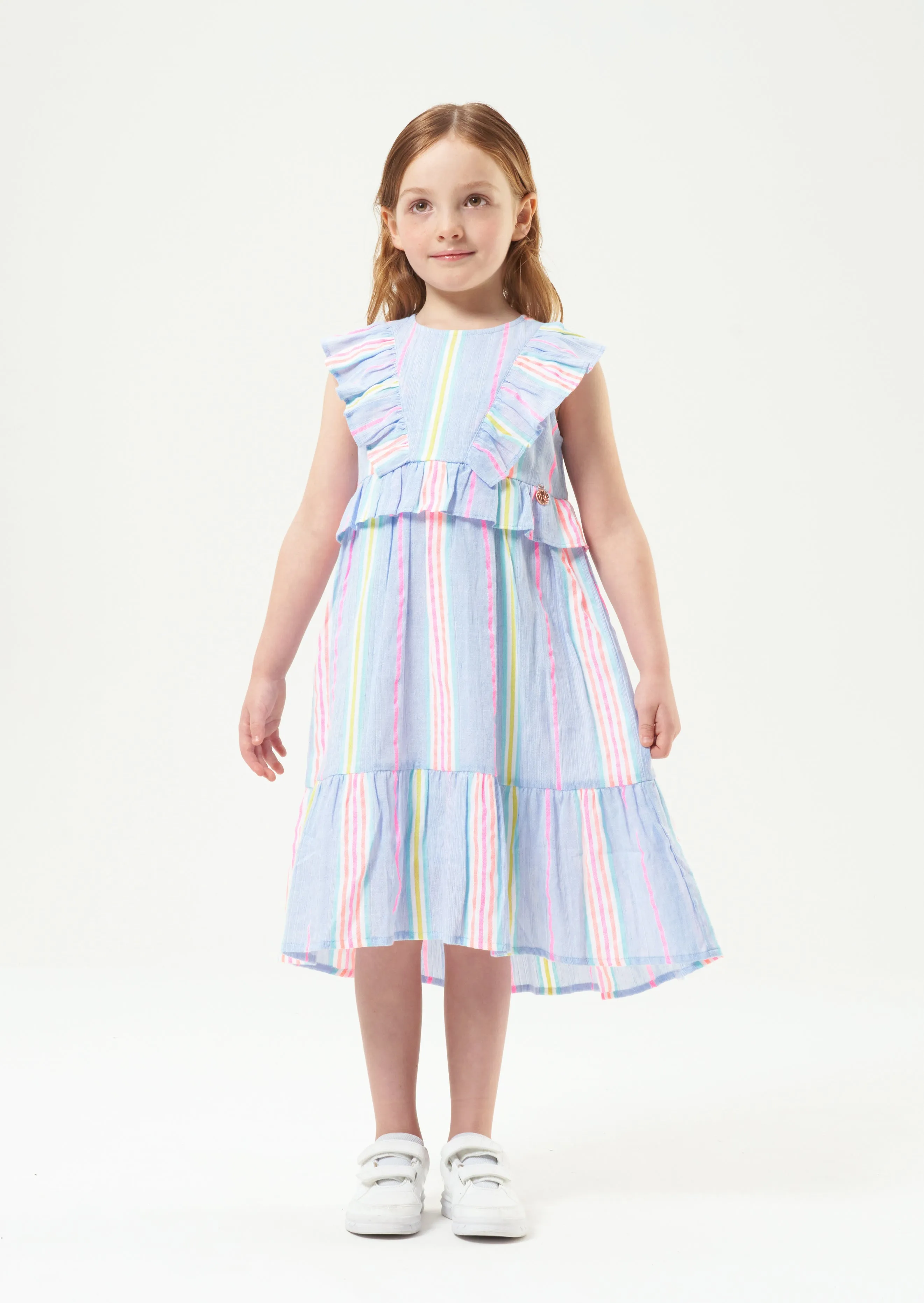 Elsie Blue Rainbow Stripe Sundress