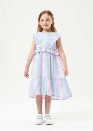 Elsie Blue Rainbow Stripe Sundress