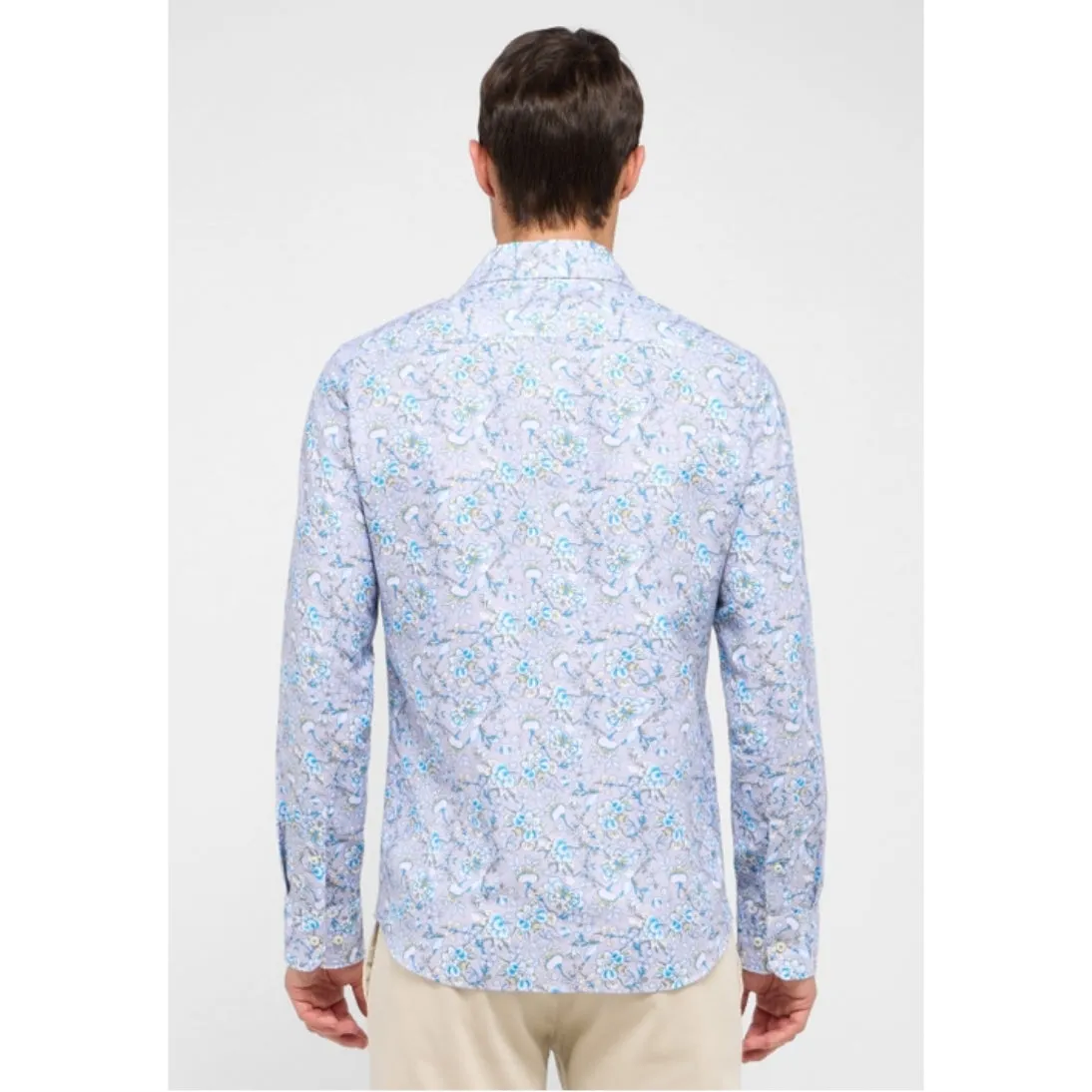 eterna 1863 Floral Printed Cotton And Linen Shirt 4180