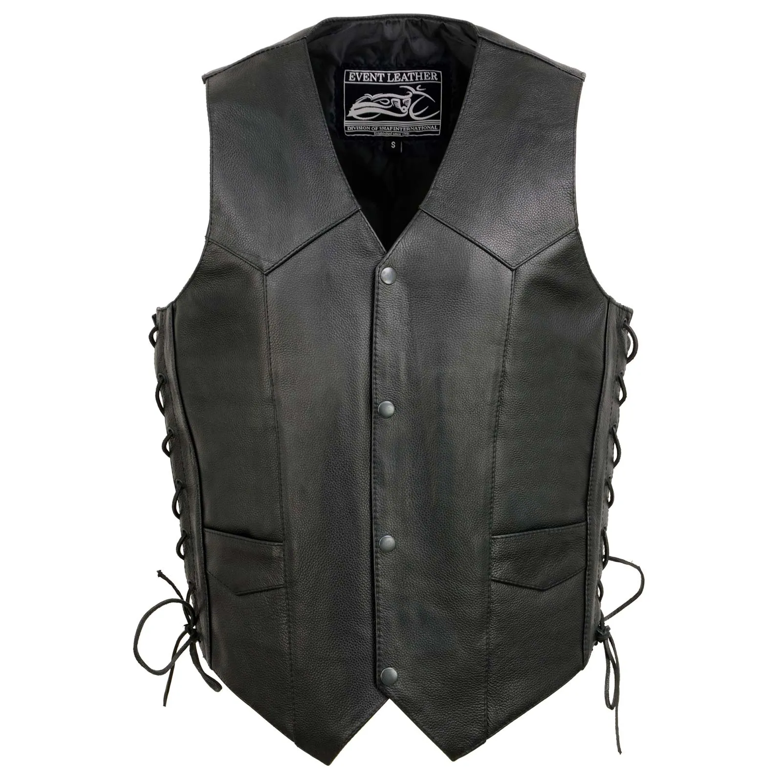 Event Leather's ELM3900 Men's 100% Genuine Motorcycle Leather Vest | Biker Vests with Embossed Eagle | Live To Ride