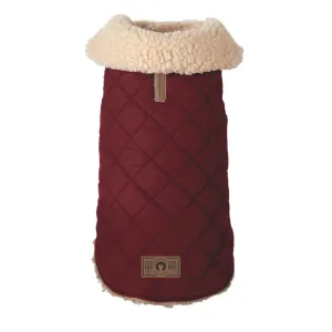 Fabdog | Quilted Shearling Burgundy & Cream Dog Jacket