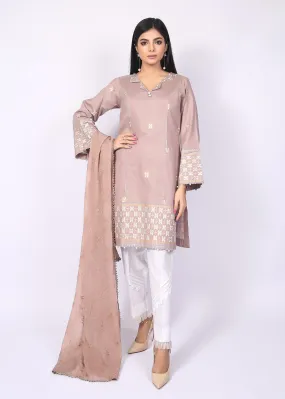 FashionPorters - Unstitched 3 Piece Block Printed Cotton Lawn Pastel Light Brown Suit SUS22-RY17