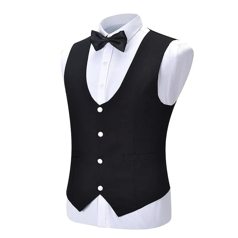 Formal Men's Suit Vest Flat U Neck Waistcoat