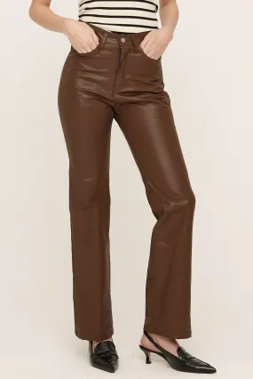 Freyja Coated Leather-like Pants