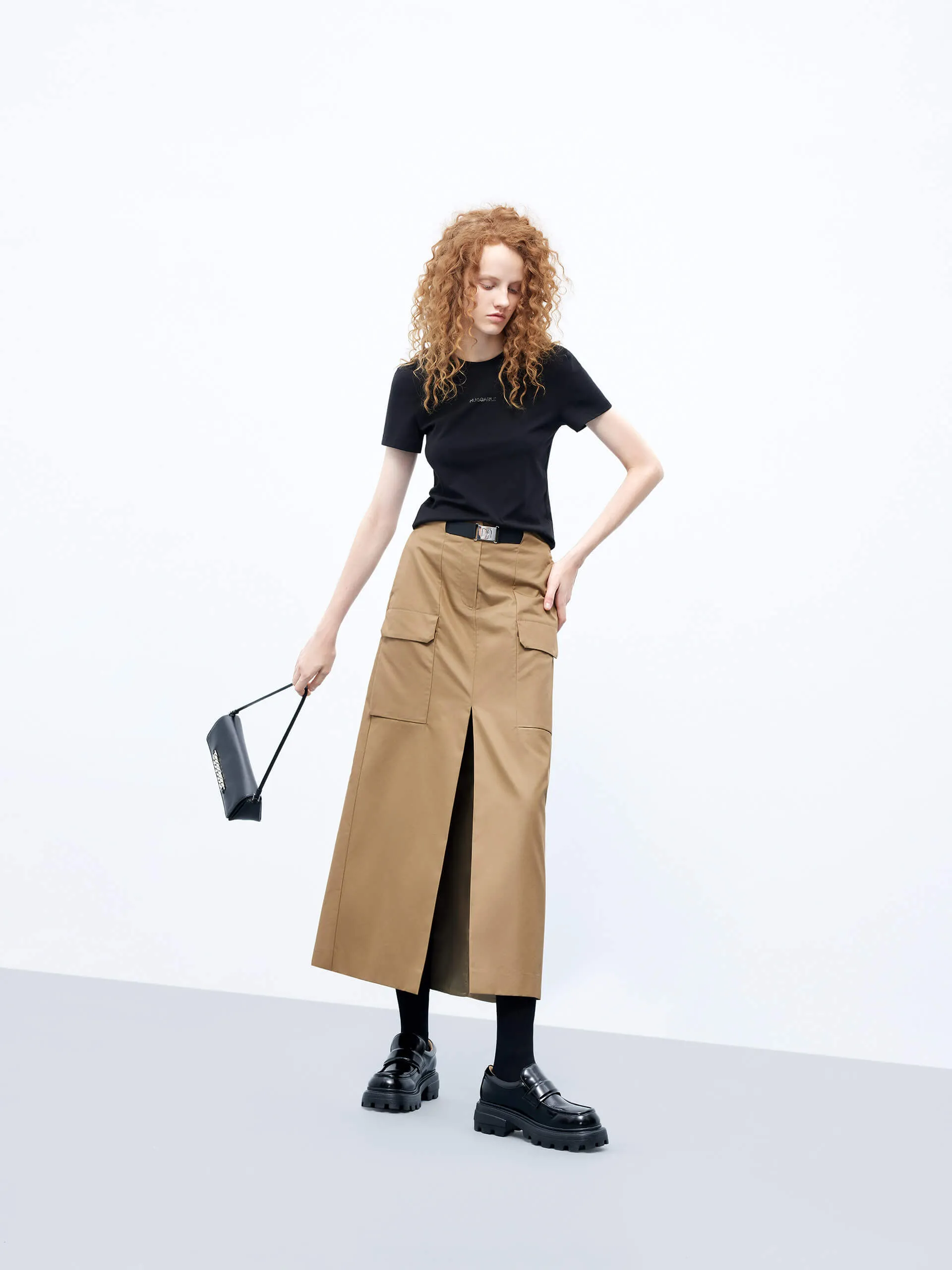 Front Slit Cargo Skirt